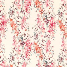 an abstract floral pattern with red, pink and blue flowers on a white background for wallpaper