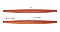 two wooden paddles are shown with measurements for the size and length on each side