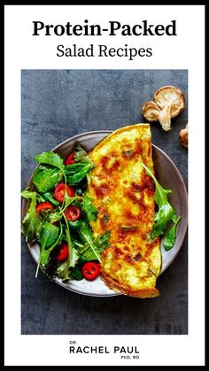 the book cover shows a plate with salad and an omelet on it, which is