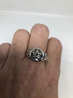 Delicate and detailed magical pentacle Star 925 Sterling Silver ring I have size 11, and 12.5 My jeweler can custom resize for a $10 fee All rings are shipped in a nice gift box. Check out our over a THOUSAND great reviews Engraving is $4 per letter and is not always perfect depending on the piece. It can take a few days if the jeweler is busy. This is payable to Paypal Judithsltd@gmail.com Grunge Jewelry, Funky Jewelry, Silver Stars, Antique Rings, Cute Jewelry, Silver Bracelets, 925 Sterling Silver Ring, Sterling Silver Ring, Vintage Rings