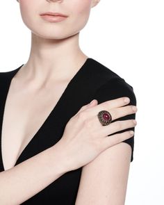 Gross Weight: 13.13 , Diamond Weight: 1.35 , Colored Stone Weight: 10.15 Cabochon Ruby, Pave Ring, Pave Diamonds, Gold Vermeil, Rhodium Plated, Class Ring, Stone Color, Ruby, Opal