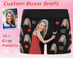 Customize your Boxer Briefs with your favorite photo and make the perfect gift! 100% polyester 9 different sizes (XS~5XL) For Men, All-over Printing Our high quality boxer briefs are printed and made in the USA! Can not deliver to : AK, HI, PR, VI, GU customization exclusive design. Perfect for a fun and intimate gift for yourself and your loved ones on important holidays such as birthdays/anniversaries/weddings/valentine's day/Christmas. Lightweight fabric for a comfortable fit. Covered black n Funny Boxers, Men Birthday Gifts, Custom Boxers, Photo Face, Funny Boxer, Creative Gifts For Boyfriend, The Boxer, Boxers Briefs, Funny Photo