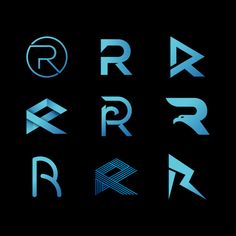 the letters are made up of different shapes and sizes, all in blue on black