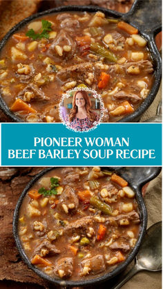 Pioneer Woman Beef Barley Soup Recipe Beef Barley Soup Pioneer Woman, Pioneer Woman Beef Barley Soup, Barley Soup Crockpot, Beef Barley Soup In Crockpot, Best Beef Barley Soup, Barley Recipe Healthy, Souper Sunday, Vegetable Beef Barley Soup, Jambalaya Recipes