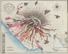 an old map with many different lines on it