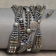 great video tutorial ~~~ Beaded Leather Wrap Bracelet, Bohemian Adjustable Leather Wrap Bracelet, Elegant Multi-strand Beaded Wrap Bracelet, Silver Multi-strand Beaded Wrap Bracelet, Charcoal Study, Color Bracelets, Wrapped Bracelets, Bohemian Leather Wrap Bracelet, Adjustable, Wrap Armband