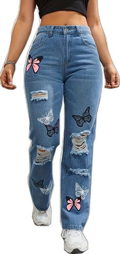 Trendy Oversized Jeans For Spring, Casual Blue Jeans For Winter, Casual Light Blue Jeans For Fall, Trendy Spring Jeans With Graphic Print, Trendy Blue Cotton Jeans, Casual Graphic Print Jeans For Spring, Trendy Blue Jeans With Graphic Print, Casual Blue Jeans For Fall, Blue Casual Summer Jeans