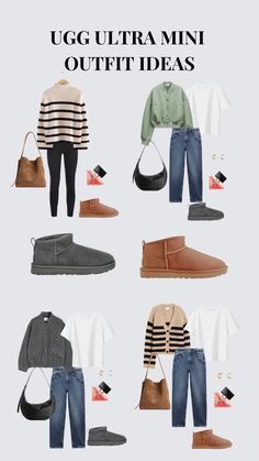 Outfit Ideas Ugg Boots, How To Style Ugg Boots Winter, Style With Ugg Boots, Style Ugg Ultra Mini, What To Wear With Ugg Mini Boots, Fall Outfits With Mini Uggs, Style Short Ugg Boots, Styling Ugg Ultra Mini, How To Wear Ultra Mini Uggs