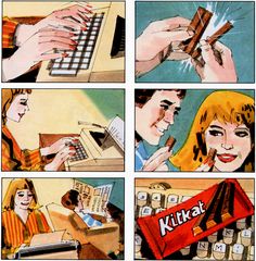 an old comic strip shows people working on computers