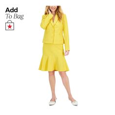 in stock Spring Fitted Skirt Suit With Button Closure, Golden Sunset, Flounce Skirt, Business Casual Work, Le Suit, Womens Business Casual, Casual Work Outfits, Working Woman, Skirt Suit