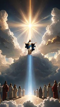 the movie poster for jesus is coming out of the clouds with his arms in the air