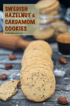 swedish hazelnut and cardamom cookies on a table