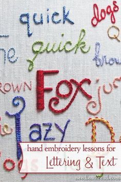 hand embroidery lessons for lettering and text