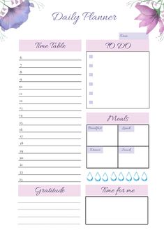 a daily planner with flowers and water drops on the page, it is ready to be used