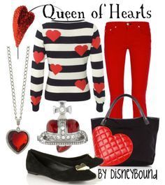 Alice in Wonderland Disneybound #disney #disneybound #disneystyle #disneyfashion Queen Of Hearts Alice, Everyday Cosplay, The Queen Of Hearts, Disney Clothes, Disney Bounding, Character Inspired Outfits