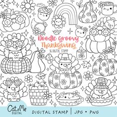 thanksgiving coloring pages for adults and children with the words, doodle grooy thanksgiving