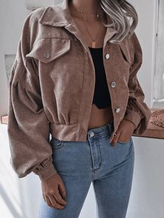 Lapel Jacket, Corduroy Shorts, Single Breasted Coat, Short Coat Jackets, Fall Jackets, Pullover Shirt, Short Coat, Long Sleeves Jacket