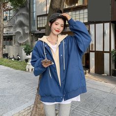 Loose Hooded Fake Two Pieces Simple Baseball Jackets – Tomscloth Baseball Jacket Women, Korean Student, Baseball Jackets, Cool Aesthetic, Aesthetic Korean, Streetwear Fits, Jackets Women, Baseball Women, Baseball Jacket