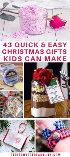 christmas gifts for kids to make with the help of their mom and dad, including homemade treats