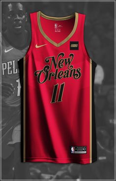 the new orleans pelicans jersey is shown in black and red