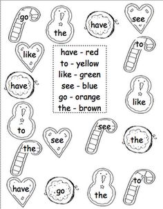 worksheet with words and pictures to be colored