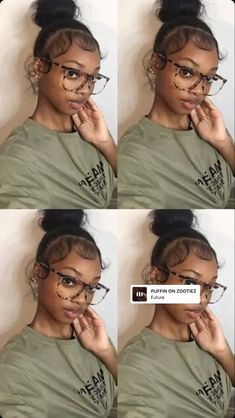 Outfit With Space Buns, Bun Black Hairstyles, Hairstyles For Black Woman Natural, Messy Bun Flat Iron Hair, Buns On Natural Black Hair, Messy Edges Hairstyles, Cute Buns Black Women, Baddie Edges Hairstyles, Messy Bun With Braiding Hair