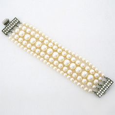 Ben-Amun pearl jewelry for bridal or occasions. Classic 5 row pearl bracelet with graduated pearl size and a stunning vintage crystal clasp. Bridal Cuff Bracelet, Bridal Bracelets, Bracelets Pearl, Pearl Accessories, Bridal Accessories Jewelry, My Wedding Day, String Of Pearls, Bride Accessories, Vintage Pearl