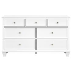 a white dresser with six drawers