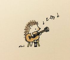 a drawing of a hedge playing the guitar