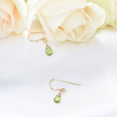 14K Gold-Filled Peridot Drop Earrings - August Birthstone DesignsbyNatureGems Peridot Earrings, Peridot Stone, Chakra Crystals, August Birth Stone, Gems Jewelry, Live Your Life, Simple Earrings, Heart Chakra, Teardrop Earrings