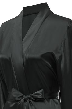 You can wear the robe as bridal party gown, nightgown, bathrobe, spa robe, loungewear and dressing gown. This is also a great wedding gift and bridal shower gift. Elegant V-neck Robe For Evening, Elegant Evening Robe With V-neck, Elegant V-neck Evening Robe, Elegant V-neck Kimono For Wedding, Elegant V-neck Wedding Kimono, Elegant Wrap Sleepwear, Elegant Long Sleeve Sleepwear, Elegant Loungewear Dress In Solid Color, Chic Satin Robe For Wedding Night