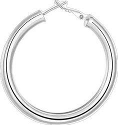 White Gold Hoop Jewelry, Classic Silver Circle Earrings, Hoop Metal Jewelry With Polished Finish, Polished Metal Round Hoop Earrings, Polished Metal Hoop Jewelry, Nickel-free White Gold Metal Hoop Earrings, Everyday White Gold Metal Hoop Earrings, Classic Silver Stainless Steel Hoop Earrings, Small Hoop Metal Earrings With Shiny Finish