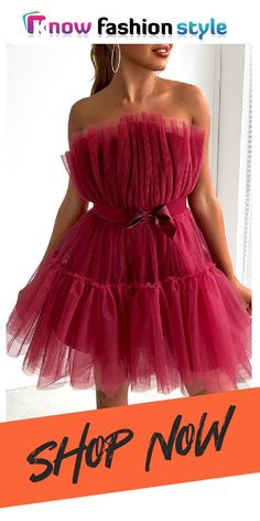 knowfashionstyle Burgundy Sexy Solid Patchwork Asymmetrical Strapless Evening Dress Dresses Chic Strapless Mini Dress For Banquet, Strapless Evening Dress, Formal Cocktail Dress, Wholesale Fashion, Evening Dress, Dresses Online, Buy Now, Strapless Dress, Evening Dresses