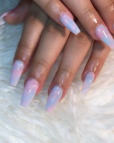 Cotton Candy Marble Nails, Cotton Candy Acrylic Nails, Pink Cotton Candy Nails, Cotton Candy Nail Designs, Cotton Candy Color Nails, Rounded Acrylic Nails, Pink Tip Nails, Natural Acrylic, Cotton Candy Nails