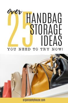 Ways To Store Shoes, Handbag Storage Ideas, Rack With Clothes, Designer Handbag Storage, Storing Handbags, Hand Bag Storage Ideas, Shoe Rack Ideas, Store Purses, Closet Shoe Storage