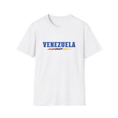 Venezuela Shirt, Unisex Shirt, Venezuelan T-Shirt Gif, Gift For Venezuelan,Free Venezuela Shirt, Venezuela  tee, Venezuela . The Venezuela unisex  t-shirt puts a new spin on casual comfort. Made from very soft materials, this tee is 100% cotton for solid colors. Heather colors and sports grey include polyester. The shoulders have twill tape for improved durability. There are no side seams. The collar is made with ribbed knitting to prevent curling damage. .: Made with 100% ring-spun cotton, a lightweight fabric (4.5 oz/yd² (153 g/m this unisex t-shirt feels like a bliss to wear all year round. .: The classic fit with the crew neckline deliver a clean, versatile style that can match any occasion, whether it's formal or semi-formal. .: All shirts feature a pearlized, tear-away label for tota Graphic Tee With Logo Print, Short Sleeve, White Slogan T-shirt With Short Sleeves, White Slogan Cropped T-shirt, White Short Sleeve T-shirt With Slogan, Twill Tape, Unisex Shirt, T Shirt, How To Wear, Gifts