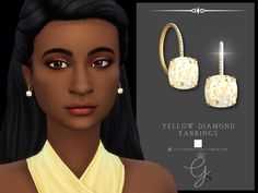 an image of a woman wearing earring set for the simse game yellow diamond earrings