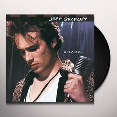 jeff buckley garage vinyl record with microphone in front of him and his name on it