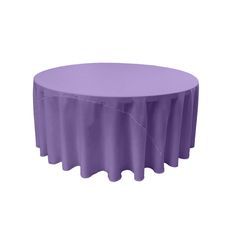 a round table with purple cloth on it