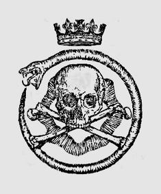 a black and white drawing of a skull wearing a crown