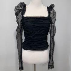 Brand New Without Tags, Cute And Comfortable Top! Cheap Black Sheer Mesh Top, Black Sleeveless Mesh Top With Built-in Bra, Black Sheer Puff Sleeve Top, Black Sheer Top Free People, Black Sheer Non-stretch Top, Shein Tops, Comfortable Tops, Sheer Sleeves, Black Top