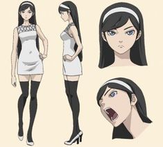 an anime character with various poses and expressions