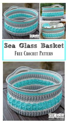 the sea glass basket is free crochet pattern