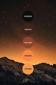 an orange sky with mountains and stars in the background that has five circles indicating numbers