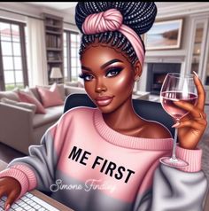 Put Myself First, Self Preservation, Whatsapp Wallpaper Cute, Black Art Painting, Black Artwork, Woman Illustration