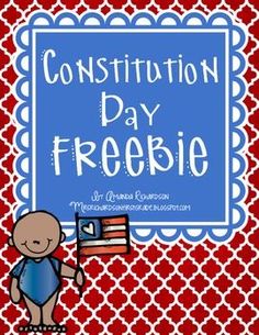 a red and white background with the words,'constitution day freebie'on it