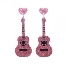 PRICES MAY VARY. 🎸Whether you're standing in the crowd or dancing in the pit, these earrings will complete your look and make a statement that shows your support for artistry and message. Don't miss the chance to add this beautiful and meaningful accessory to your concert wardrobe. 🎤As you sing along to your favorite hits, this earrings will serve as a stylish reminder of the empowering messages and unforgettable moments that define her music. ✨High Quality: our earrings are highly resistant t Eras Tour Earrings, Wacky Earrings, Resin Guitar, Guitar Earrings, Valentines Day Teddy Bear, Hip Hop Girl, Pink Guitar, Vintage Punk, Long Drop Earrings