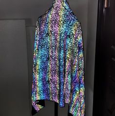 PRICES MAY VARY. Size: 55 in x 1 yd (1.4m x 0.92m). Normal gray-black color , Reflective as picture show. High stretch reflective print fabric. sew on only, not self-adhesive. Lightweight,soft touching,breathable and comfortable. reflective fabric rainbow reflectie sew on for clothing high stretch reflective print fabric. Colored Rainbow Reflective Print Fabric Stretch Cloths Fashion at Night for Clothing Size: 55 in x 1 yd Reflective Fabric, Amazon Art, Sew On, Sewing Stores, Print Fabric, Picture Show, At Night, Black Color, Printing On Fabric