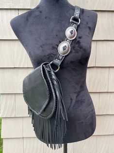 Wild Wild West Concho Belt Bag - Etsy Leather Festival Bag With Belt Included, Festival Leather Bag With Belt Included, Black Belted Bag For Festival, Black Belt Bag With Adjustable Strap For Festivals, Leather Crossbody Shoulder Bag With Belt, Wild Wild West, Manchester Nh, Concho Belt, Wild West