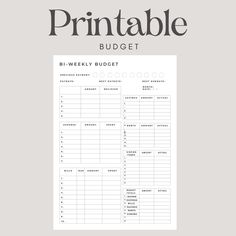 the printable budget sheet is shown in black and white, with text that reads printable